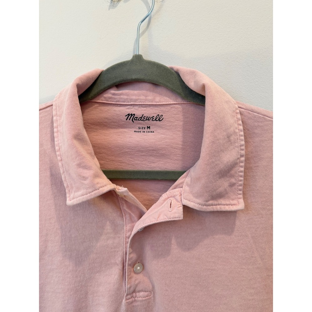 Madewell Mens Pink Cotton Short Sleeve Polo Shirt Size M Heathered Dusty Rose